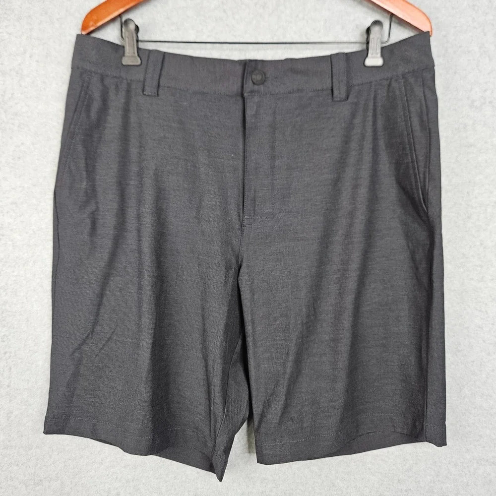 Banana Republic Mens Comfort Flat Front Shorts Stretch Wicking Waist 36 Charcoal - Picture 1 of 5